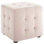 Porch & Den Croeni Velvet Tufted Cube Ottoman