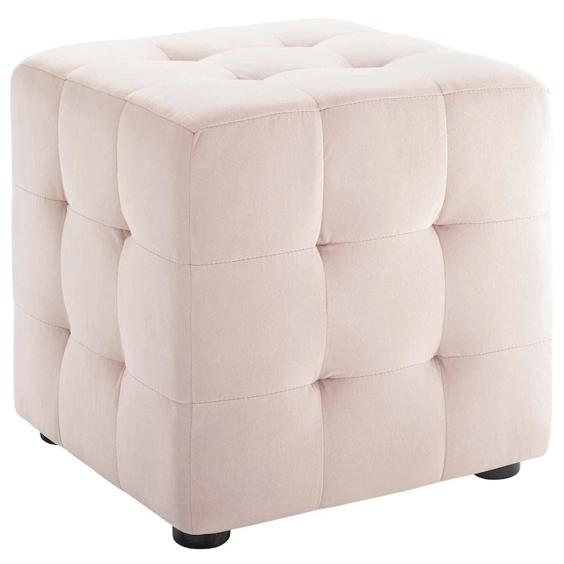 Porch & Den Croeni Velvet Tufted Cube Ottoman
