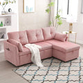 Corduroy/Chenille Upholstered L-Shaped Storage Reversible Chaise Sectional Sofa with Side Pocket