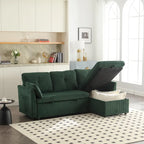 Corduroy/Chenille Upholstered L-Shaped Storage Reversible Chaise Sectional Sofa with Side Pocket