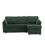 Corduroy/Chenille Upholstered L-Shaped Storage Reversible Chaise Sectional Sofa with Side Pocket