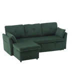 Corduroy/Chenille Upholstered L-Shaped Storage Reversible Chaise Sectional Sofa with Side Pocket