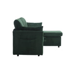 Corduroy/Chenille Upholstered L-Shaped Storage Reversible Chaise Sectional Sofa with Side Pocket