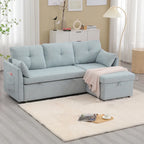 Corduroy/Chenille Upholstered L-Shaped Storage Reversible Chaise Sectional Sofa with Side Pocket