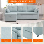 Corduroy/Chenille Upholstered L-Shaped Storage Reversible Chaise Sectional Sofa with Side Pocket