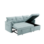 Corduroy/Chenille Upholstered L-Shaped Storage Reversible Chaise Sectional Sofa with Side Pocket
