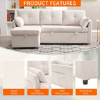 Corduroy/Chenille Upholstered L-Shaped Storage Reversible Chaise Sectional Sofa with Side Pocket