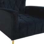Upholstered Wingback Chair with Matching Ottoman – Gold Legs, Spring Support