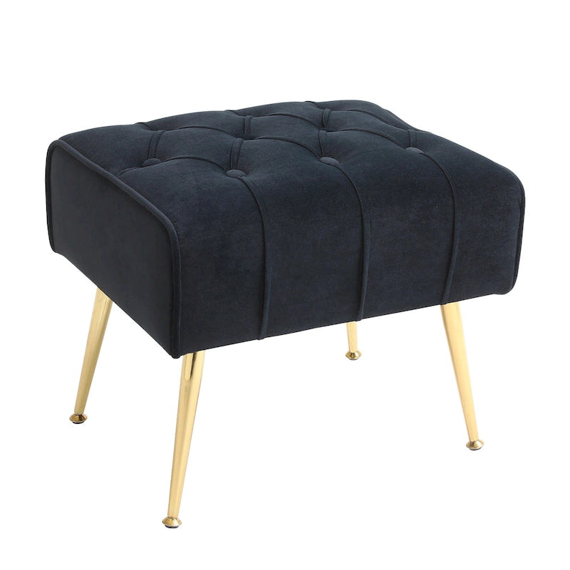 Upholstered Wingback Chair with Matching Ottoman – Gold Legs, Spring Support