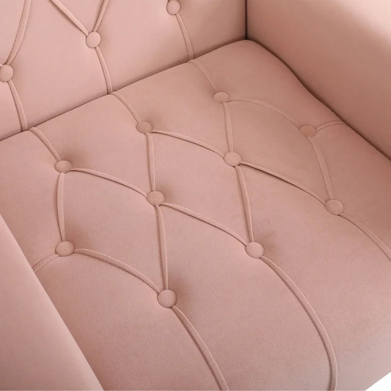 Upholstered Wingback Chair with Matching Ottoman – Gold Legs, Spring Support