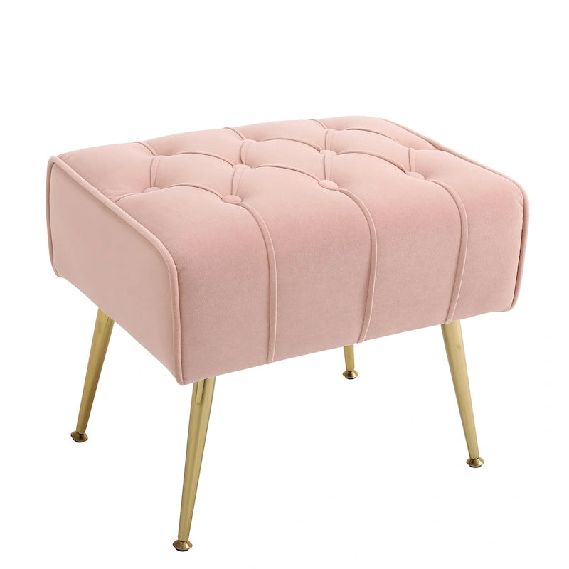 Upholstered Wingback Chair with Matching Ottoman – Gold Legs, Spring Support