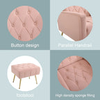 Upholstered Wingback Chair with Matching Ottoman – Gold Legs, Spring Support