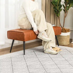 Adeco 41 Inches Faux Leather Ottoman Bench for Living Room