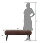 Adeco 41 Inches Faux Leather Ottoman Bench for Living Room