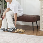 Adeco 41 Inches Faux Leather Ottoman Bench for Living Room