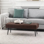 Adeco 41 Inches Faux Leather Ottoman Bench for Living Room