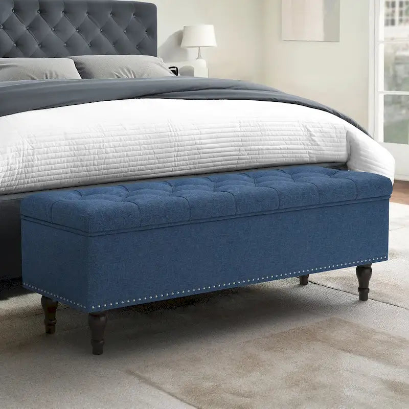 COZYMAN Tufted Storage Bench, Upholstered Ottoman with Storage for Bedroom - 50.8 W X 17.1 D X 18.3 H