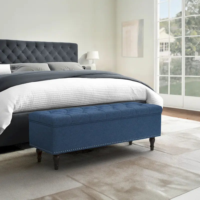 COZYMAN Tufted Storage Bench, Upholstered Ottoman with Storage for Bedroom - 50.8 W X 17.1 D X 18.3 H