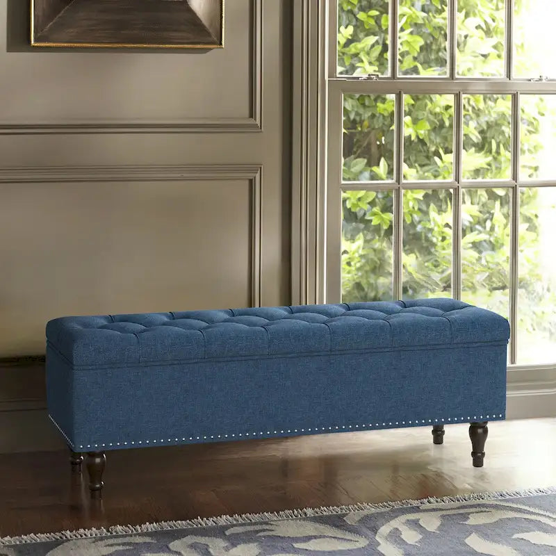 COZYMAN Tufted Storage Bench, Upholstered Ottoman with Storage for Bedroom - 50.8 W X 17.1 D X 18.3 H