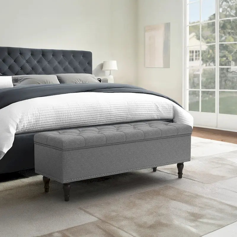 COZYMAN Tufted Storage Bench, Upholstered Ottoman with Storage for Bedroom - 50.8 W X 17.1 D X 18.3 H