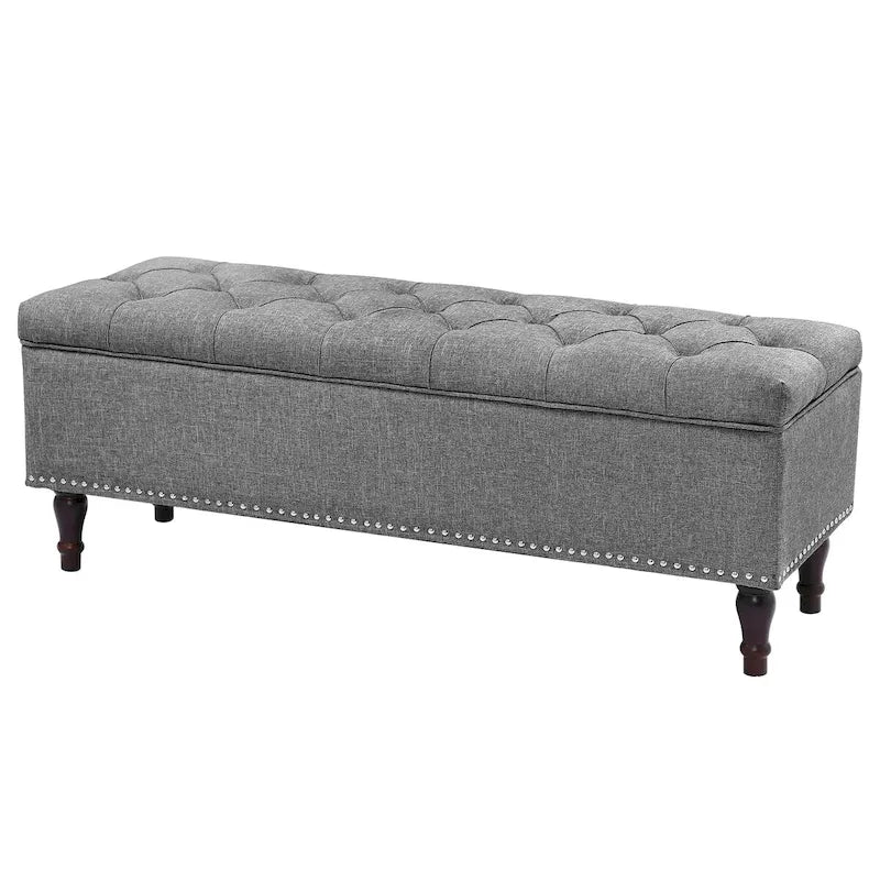 COZYMAN Tufted Storage Bench, Upholstered Ottoman with Storage for Bedroom - 50.8 W X 17.1 D X 18.3 H