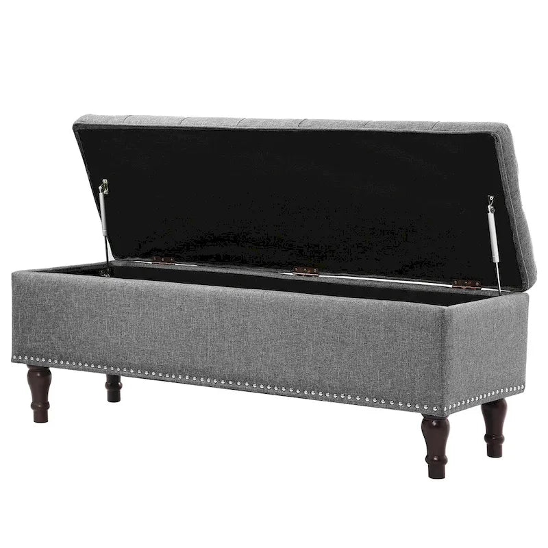 COZYMAN Tufted Storage Bench, Upholstered Ottoman with Storage for Bedroom - 50.8 W X 17.1 D X 18.3 H