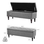 COZYMAN Tufted Storage Bench, Upholstered Ottoman with Storage for Bedroom - 50.8 W X 17.1 D X 18.3 H