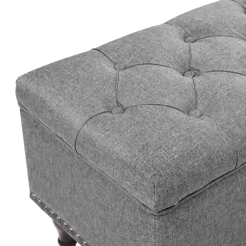 COZYMAN Tufted Storage Bench, Upholstered Ottoman with Storage for Bedroom - 50.8 W X 17.1 D X 18.3 H