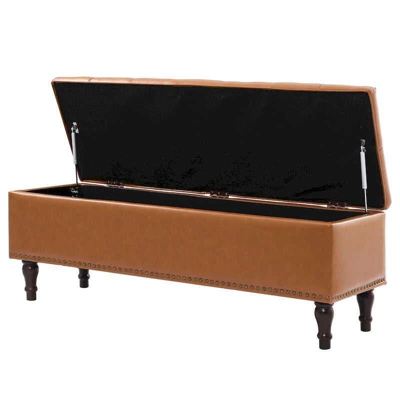 COZYMAN Tufted Storage Bench, Upholstered Ottoman with Storage for Bedroom - 50.8 W X 17.1 D X 18.3 H
