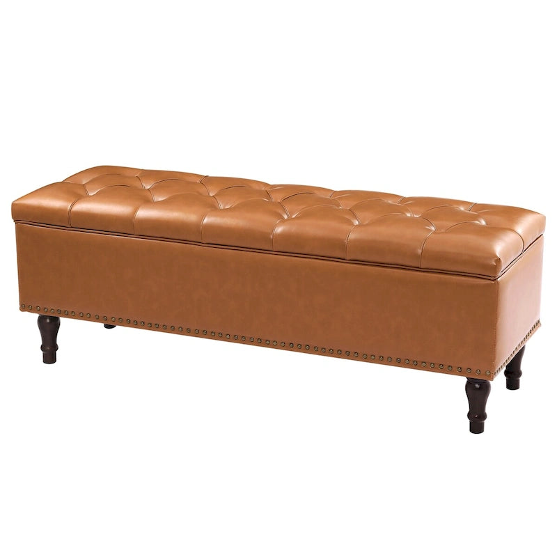 COZYMAN Tufted Storage Bench, Upholstered Ottoman with Storage for Bedroom - 50.8 W X 17.1 D X 18.3 H