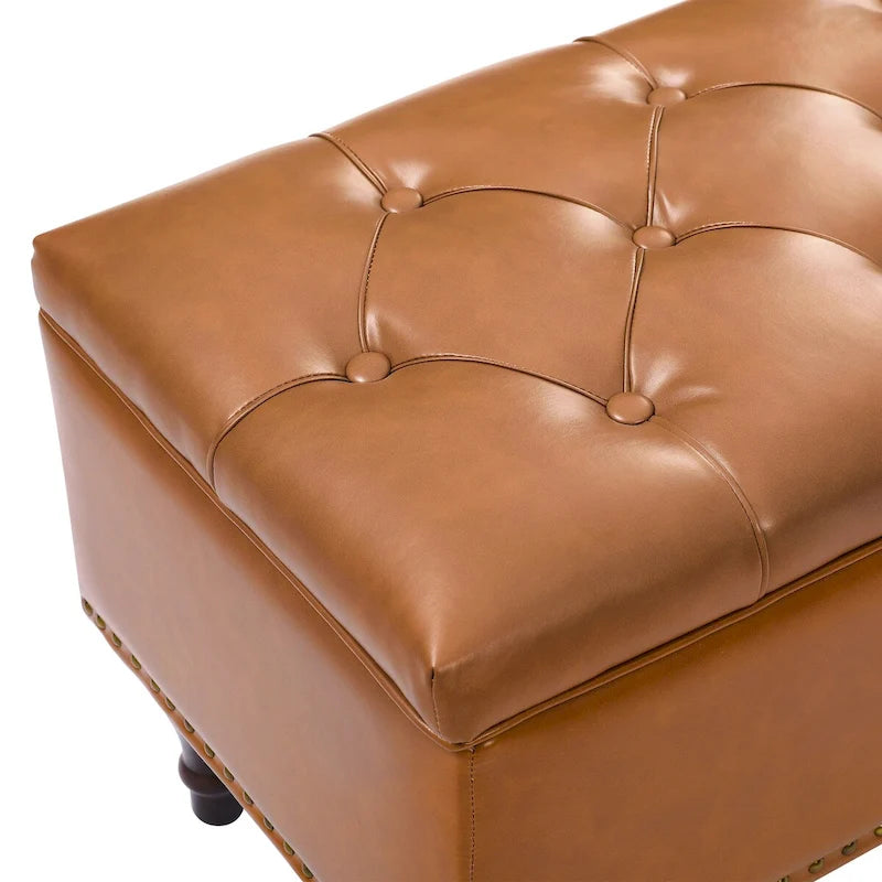 COZYMAN Tufted Storage Bench, Upholstered Ottoman with Storage for Bedroom - 50.8 W X 17.1 D X 18.3 H