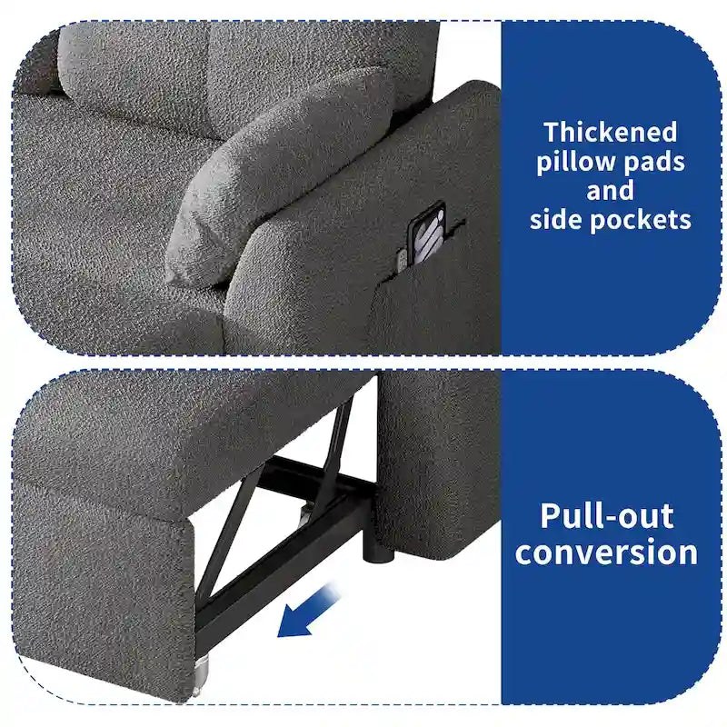 Moasis L-shaped 3-seater Reversible Sectional Sofa Bed Sleeper with Storage and Cushions
