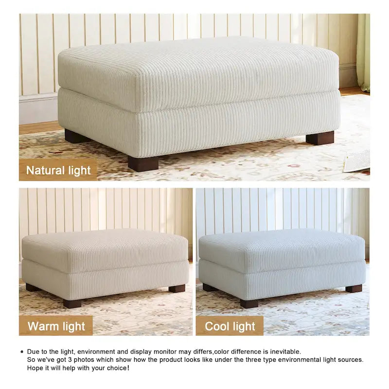 Modern Corduroy Fabric Oversized Accent Ottoman