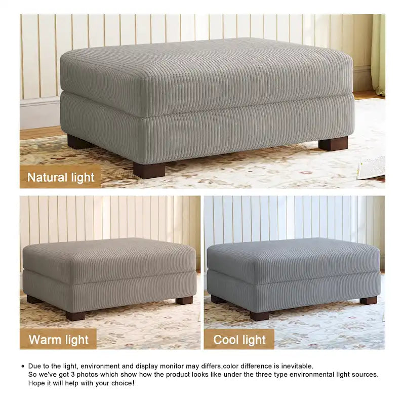 Modern Corduroy Fabric Oversized Accent Ottoman