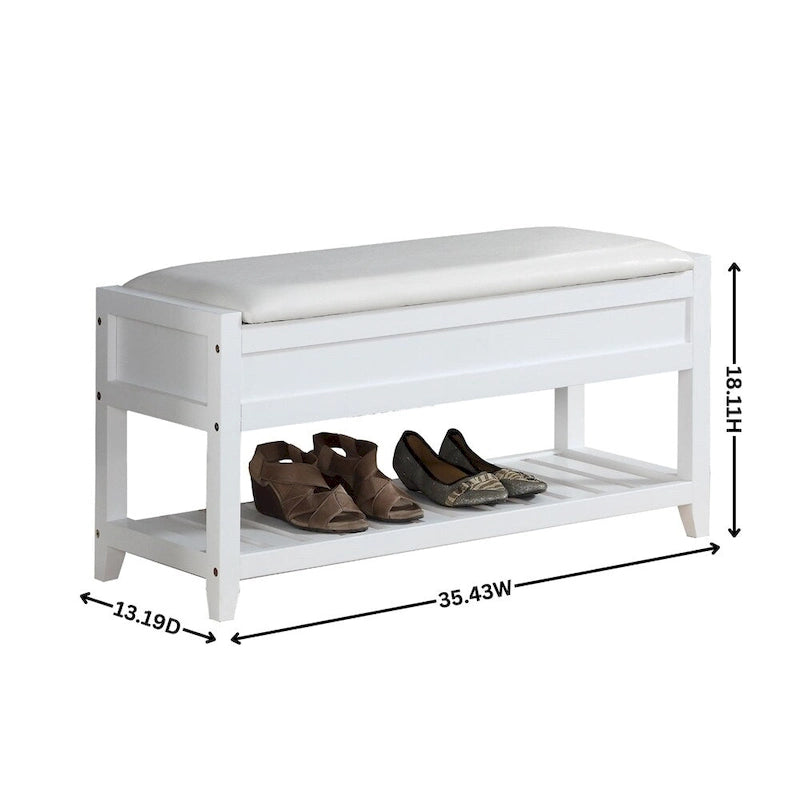 Wood Shoe Storage Bench with Lift-up Seat Cushion