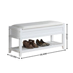 Wood Shoe Storage Bench with Lift-up Seat Cushion