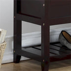 Wood Shoe Storage Bench with Lift-up Seat Cushion