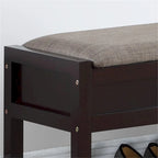 Wood Shoe Storage Bench with Lift-up Seat Cushion