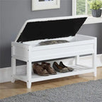 Wood Shoe Storage Bench with Lift-up Seat Cushion