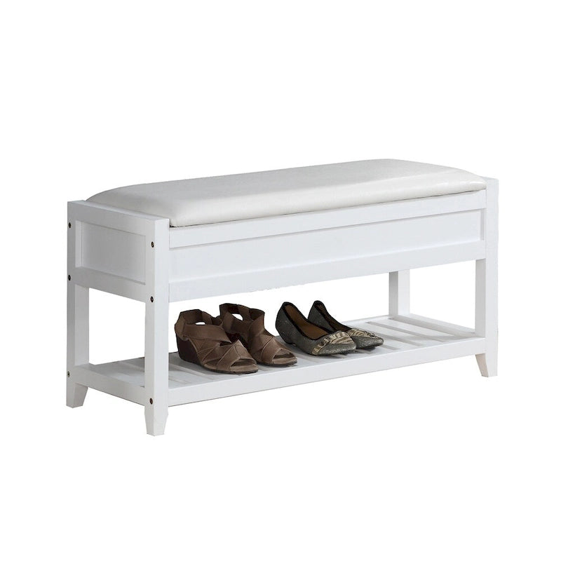 Wood Shoe Storage Bench with Lift-up Seat Cushion