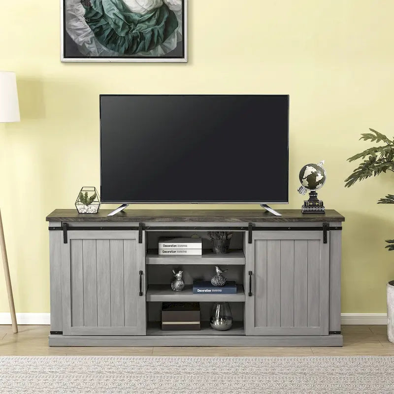 68 inch Rustic Barn Door TV Stand for TVs up to 75 Inches