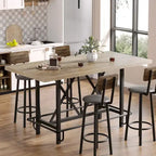 6-People Counter Bar Height Pub Table withe Footrest, Tall Bar Table with Thicken Wood Tabletop and Metal Frame for Home/Kitchen