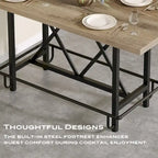 6-People Counter Bar Height Pub Table withe Footrest, Tall Bar Table with Thicken Wood Tabletop and Metal Frame for Home/Kitchen