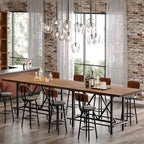 6-People Counter Bar Height Pub Table withe Footrest, Tall Bar Table with Thicken Wood Tabletop and Metal Frame for Home/Kitchen