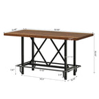6-People Counter Bar Height Pub Table withe Footrest, Tall Bar Table with Thicken Wood Tabletop and Metal Frame for Home/Kitchen