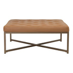 Studio Designs Home Camber Metal and Tufted Leather Large Cocktail Ottoman