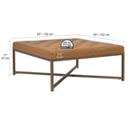 Studio Designs Home Camber Metal and Tufted Leather Large Cocktail Ottoman