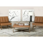 Studio Designs Home Camber Metal and Tufted Leather Large Cocktail Ottoman