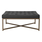 Studio Designs Home Camber Metal and Tufted Leather Large Cocktail Ottoman