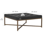 Studio Designs Home Camber Metal and Tufted Leather Large Cocktail Ottoman